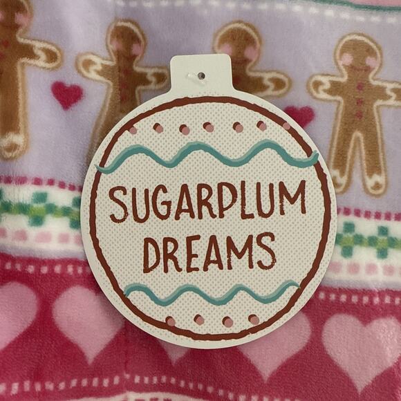 GINGERBREAD 50X70 Plush to Sherpa Throw Blanket Super Soft NEW Christmas Hearts - Picture 7 of 8